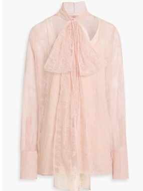 👄GIVENCHY Lace Bow Blouse Blush Pink | Size 36 | NWT | Made in Italy | Authenti